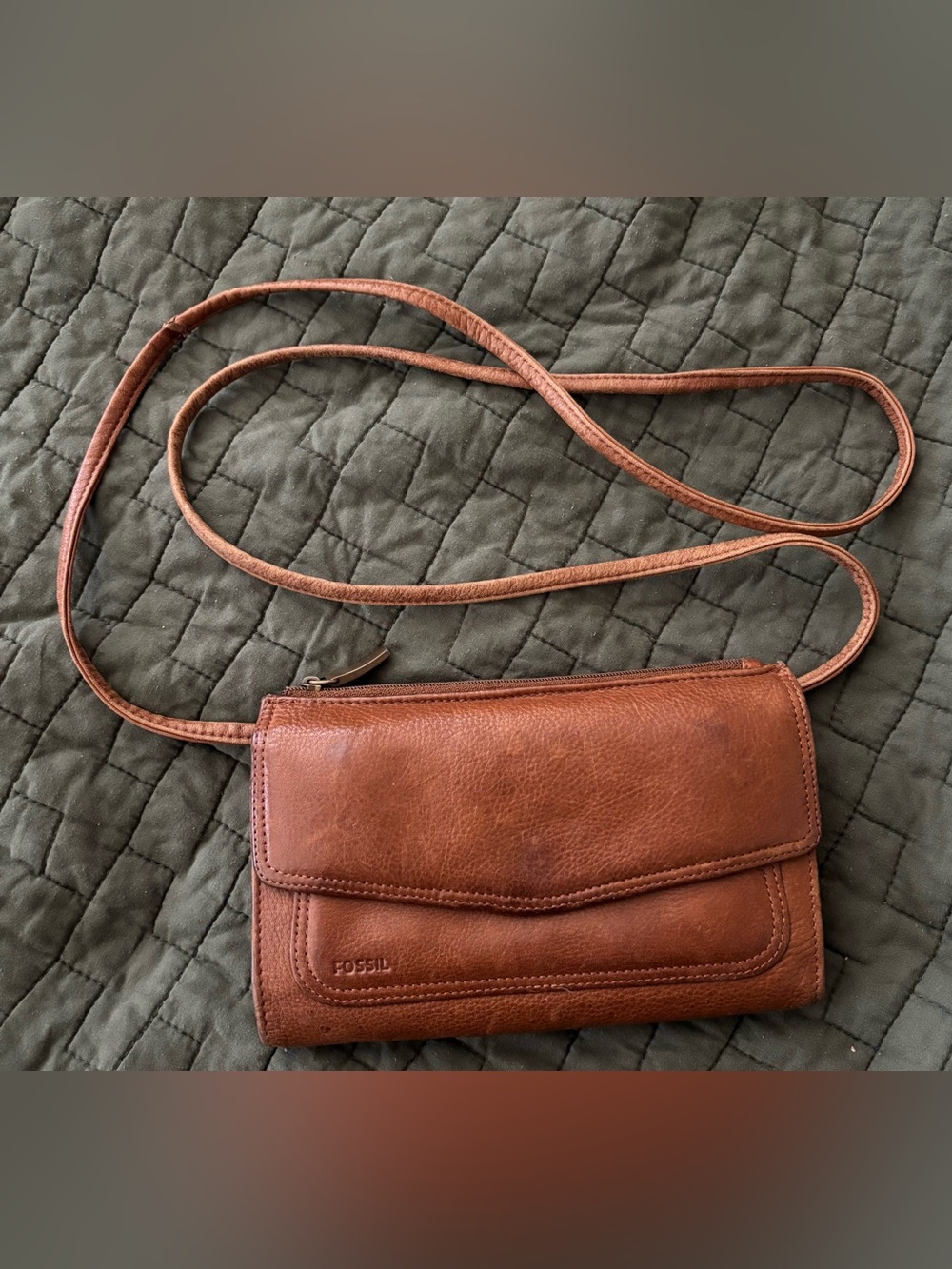 Vintage Fossil Brown Leather Crossbody